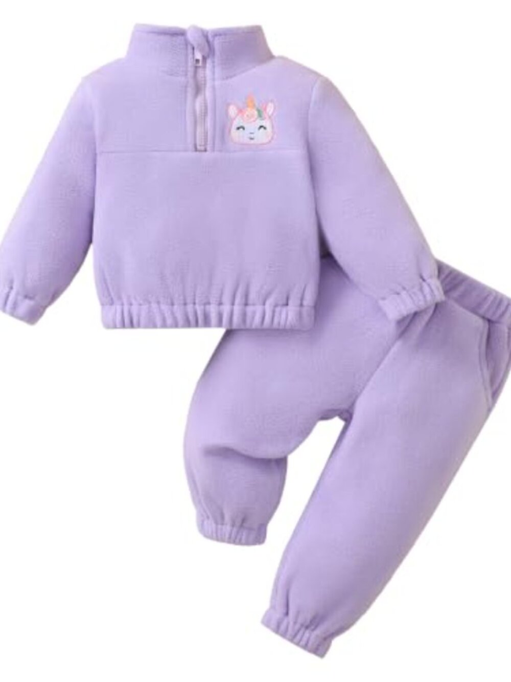 Toddler Girls Fleece Half Zip Pullover and Jogger Pants Set Outfit